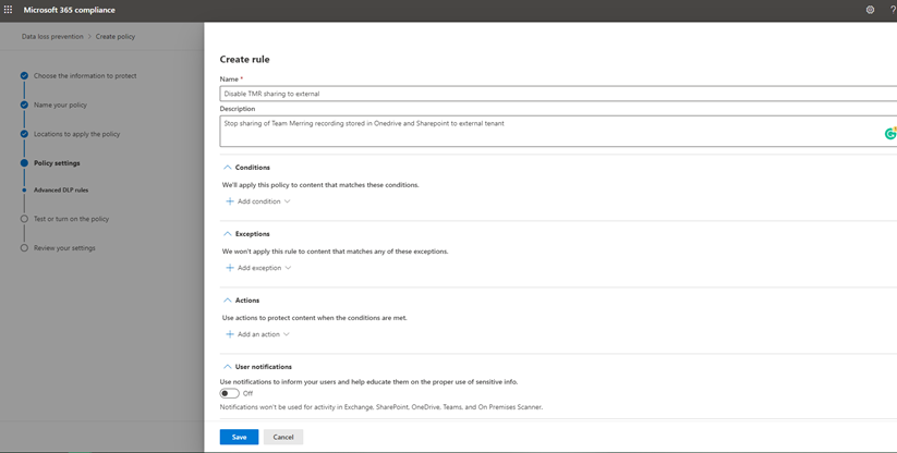 Data Loss Prevention (DLP): Block External Sharing of Teams Recordings